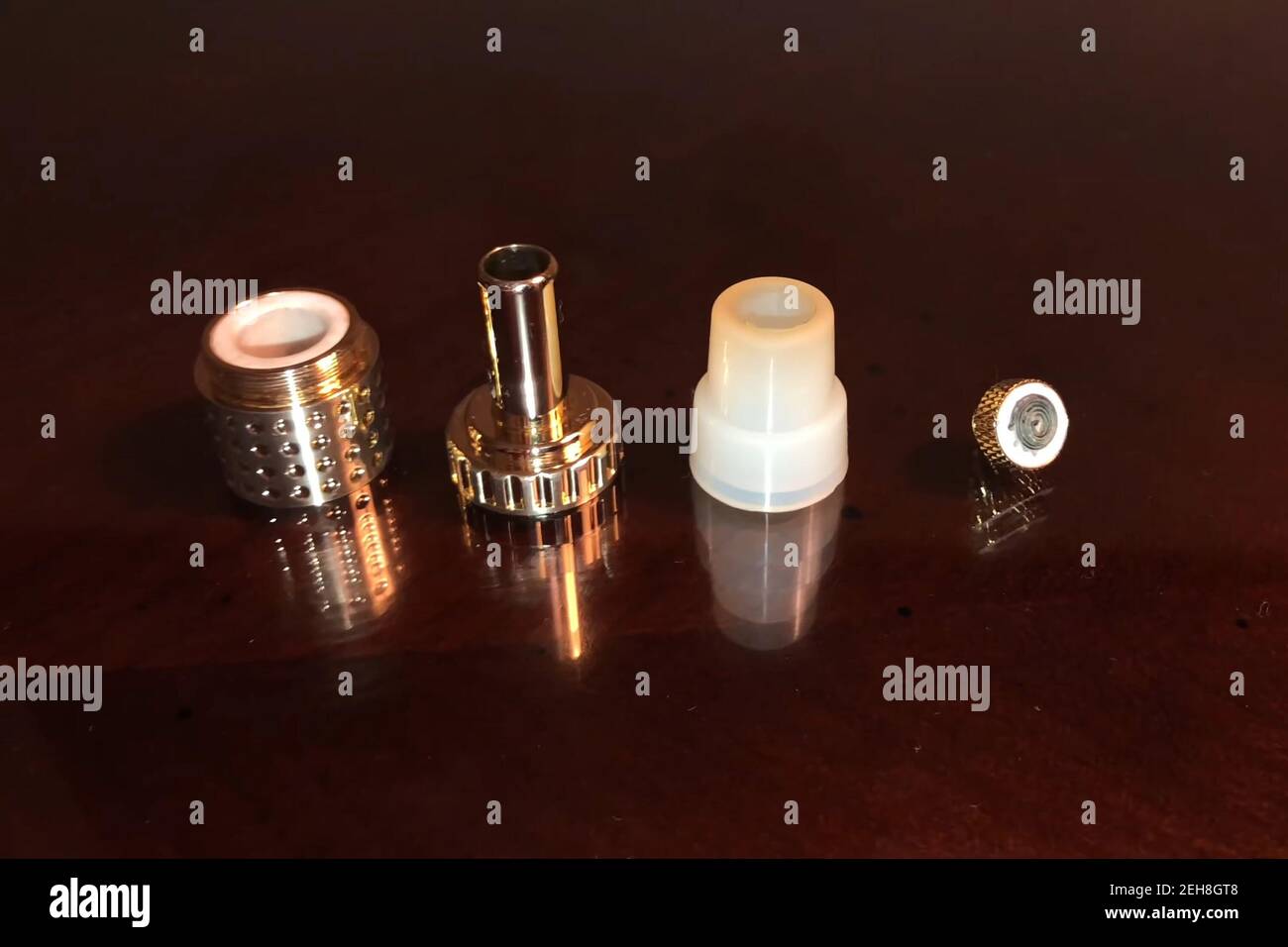 Peeled parts of the smoking bong. Smoking hookah and marijuana Stock