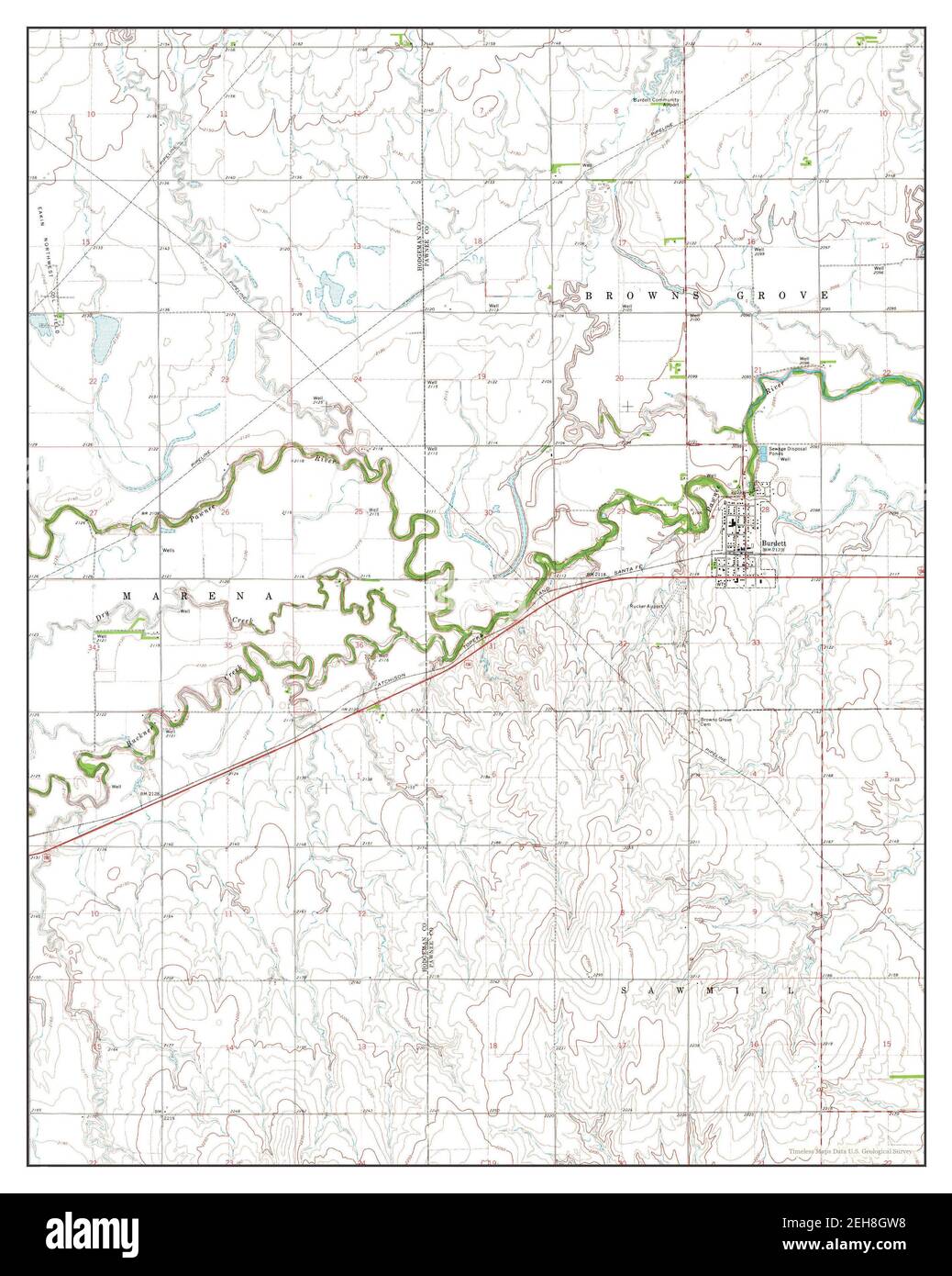 Burdett, Kansas, map 1970, 1:24000, United States of America by Timeless Maps, data U.S. Geological Survey Stock Photo
