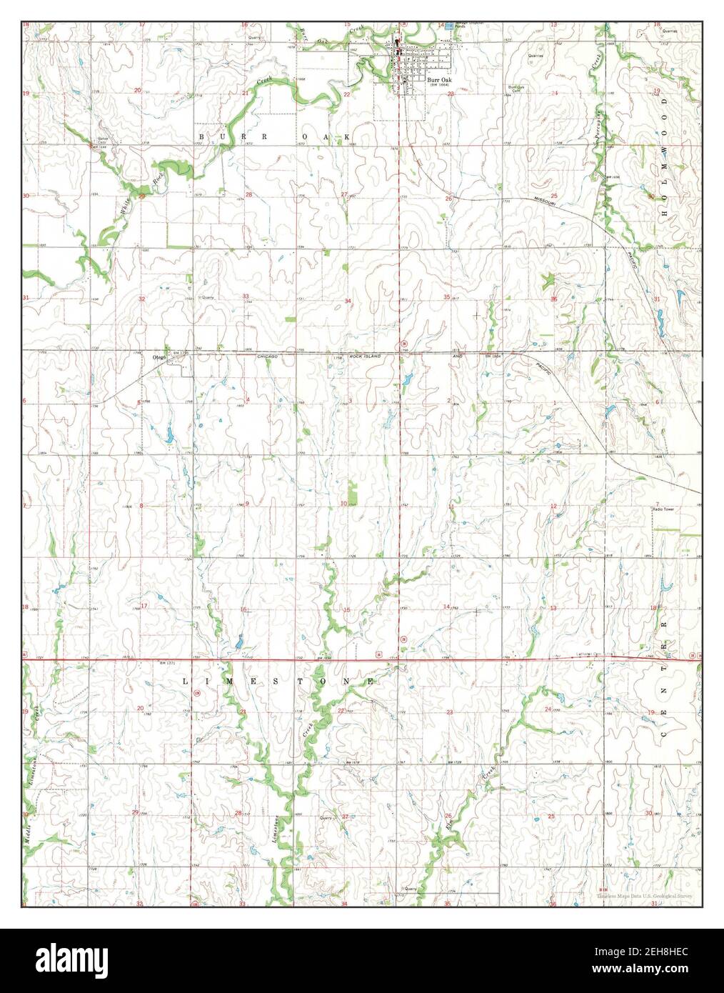 Burr Oak, Kansas, map 1968, 124000, United States of America by Timeless Maps, data U.S