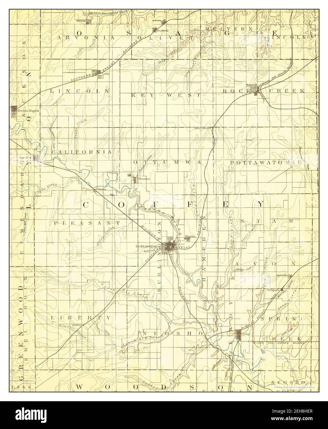 Burlington, Kansas, map 1885, 1:125000, United States of America by ...