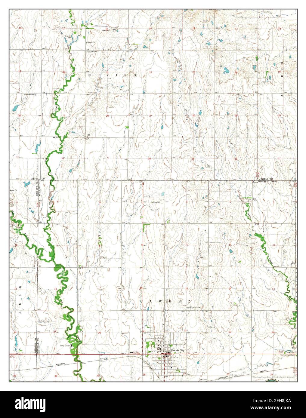 Cawker City, Kansas, map 1962, 124000, United States of America by Timeless Maps, data U.S