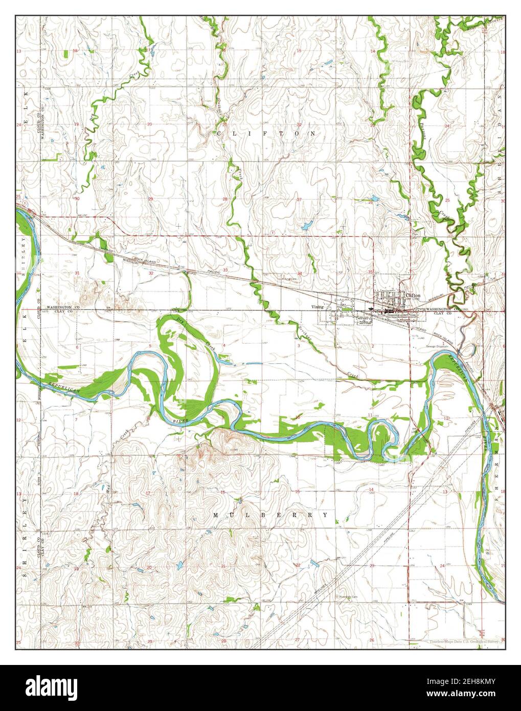Clifton, Kansas, map 1965, 124000, United States of America by