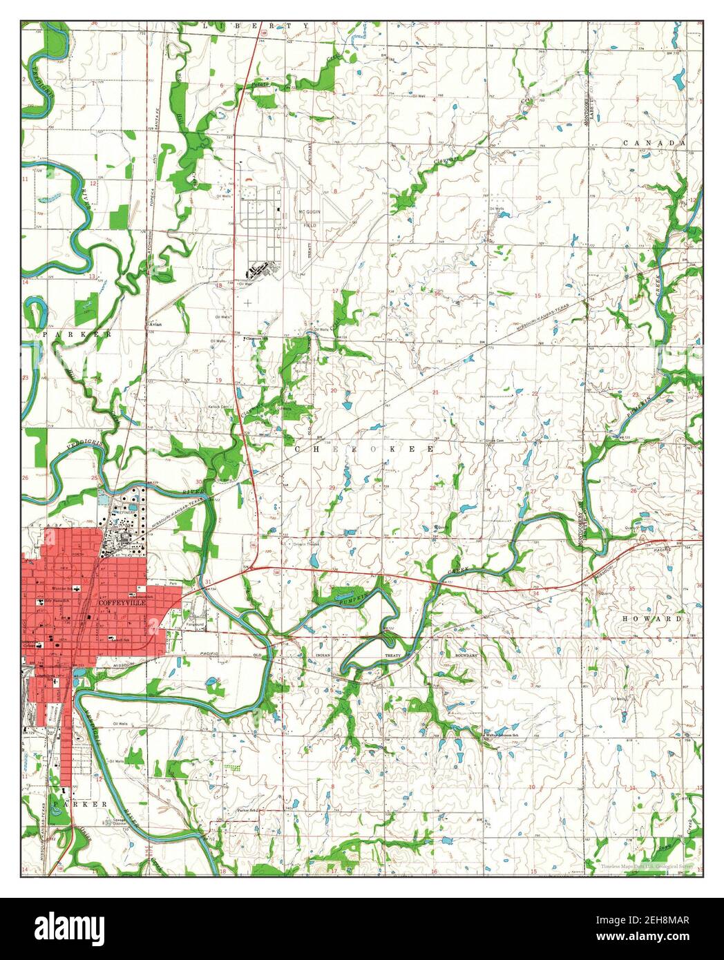 Map Of Coffeyville Kansas Coffeyville East, Kansas, Map 1962, 1:24000, United States Of America By  Timeless Maps, Data U.s. Geological Survey Stock Photo - Alamy