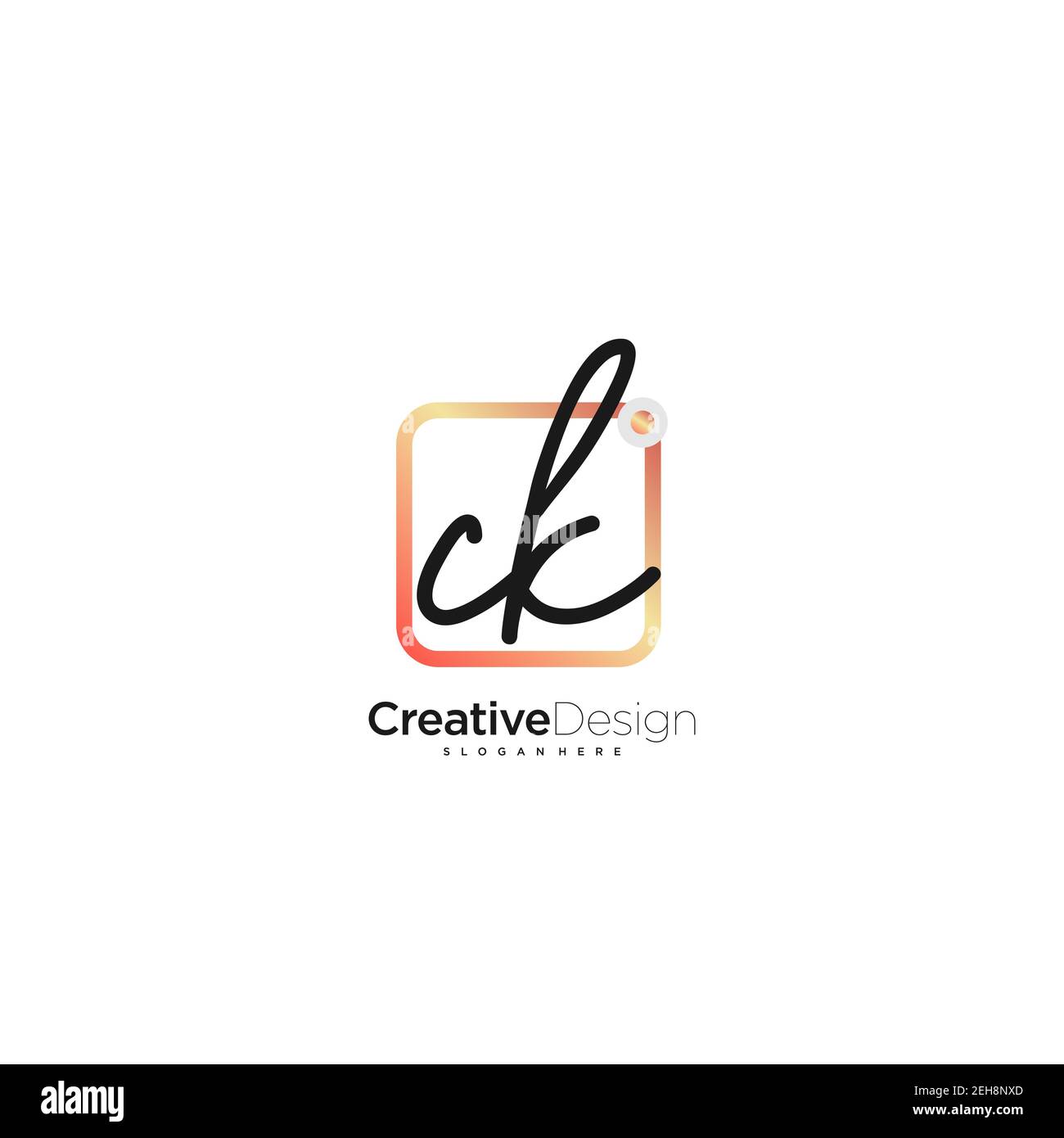 CK Initial Letter handwriting logo hand drawn colorful box vector, logo ...
