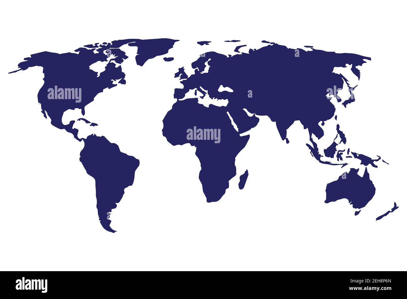 Simple world map in flat style. Vector sign on white background Stock Vector