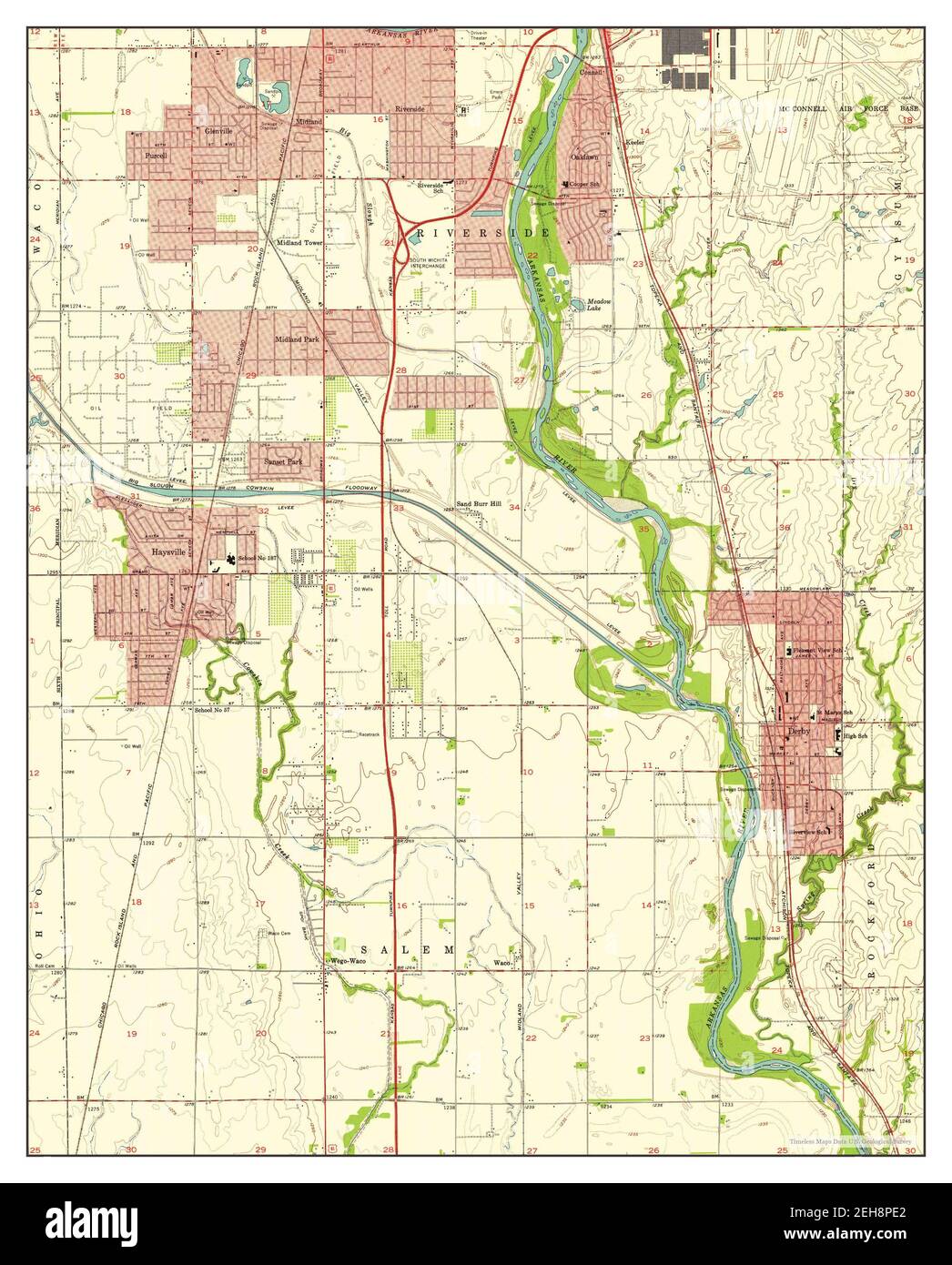 Derby, Kansas, map 1956, 124000, United States of America by Timeless