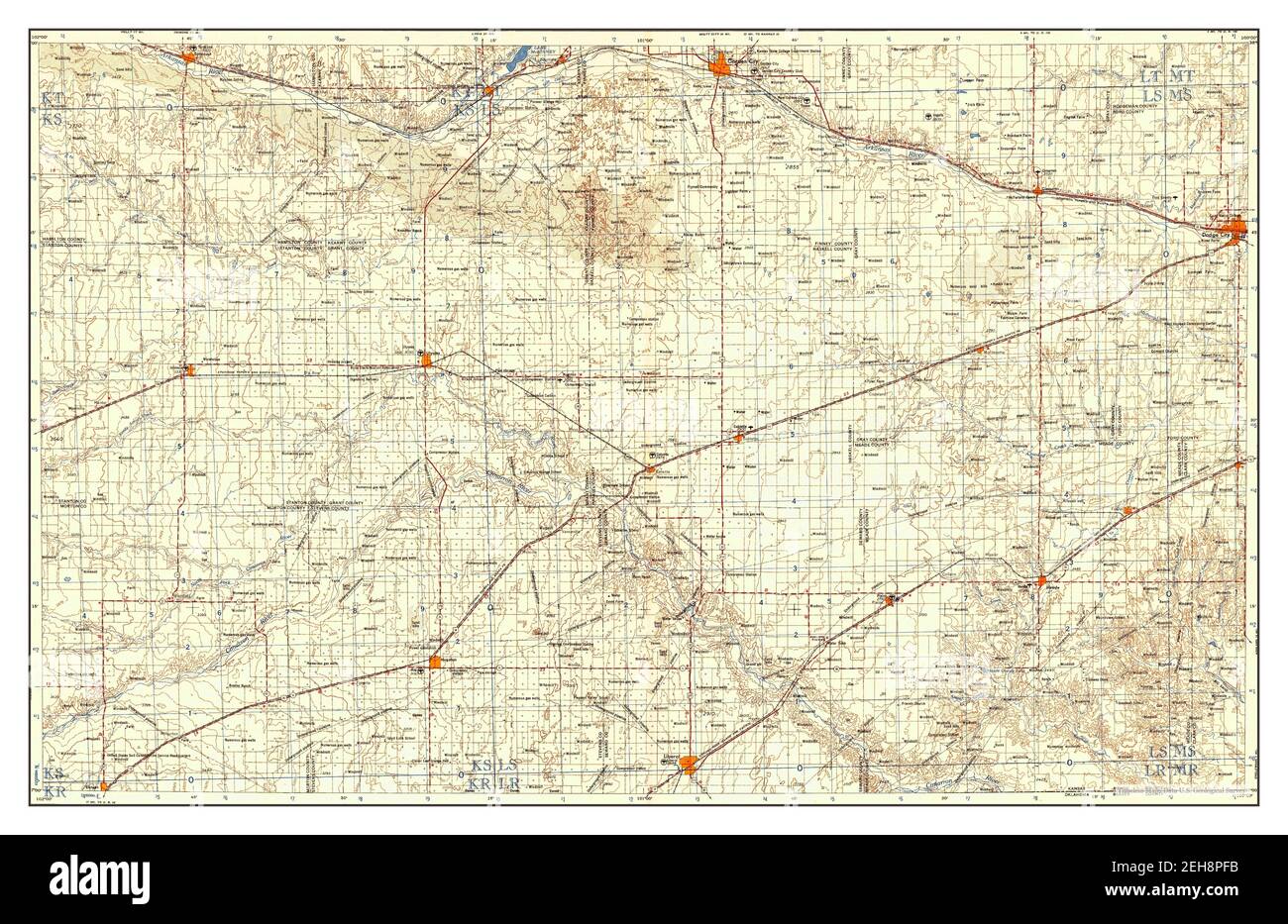 Dodge City, Kansas, map 1958, 1:250000, United States of America by Timeless Maps, data U.S. Geological Survey Stock Photo
