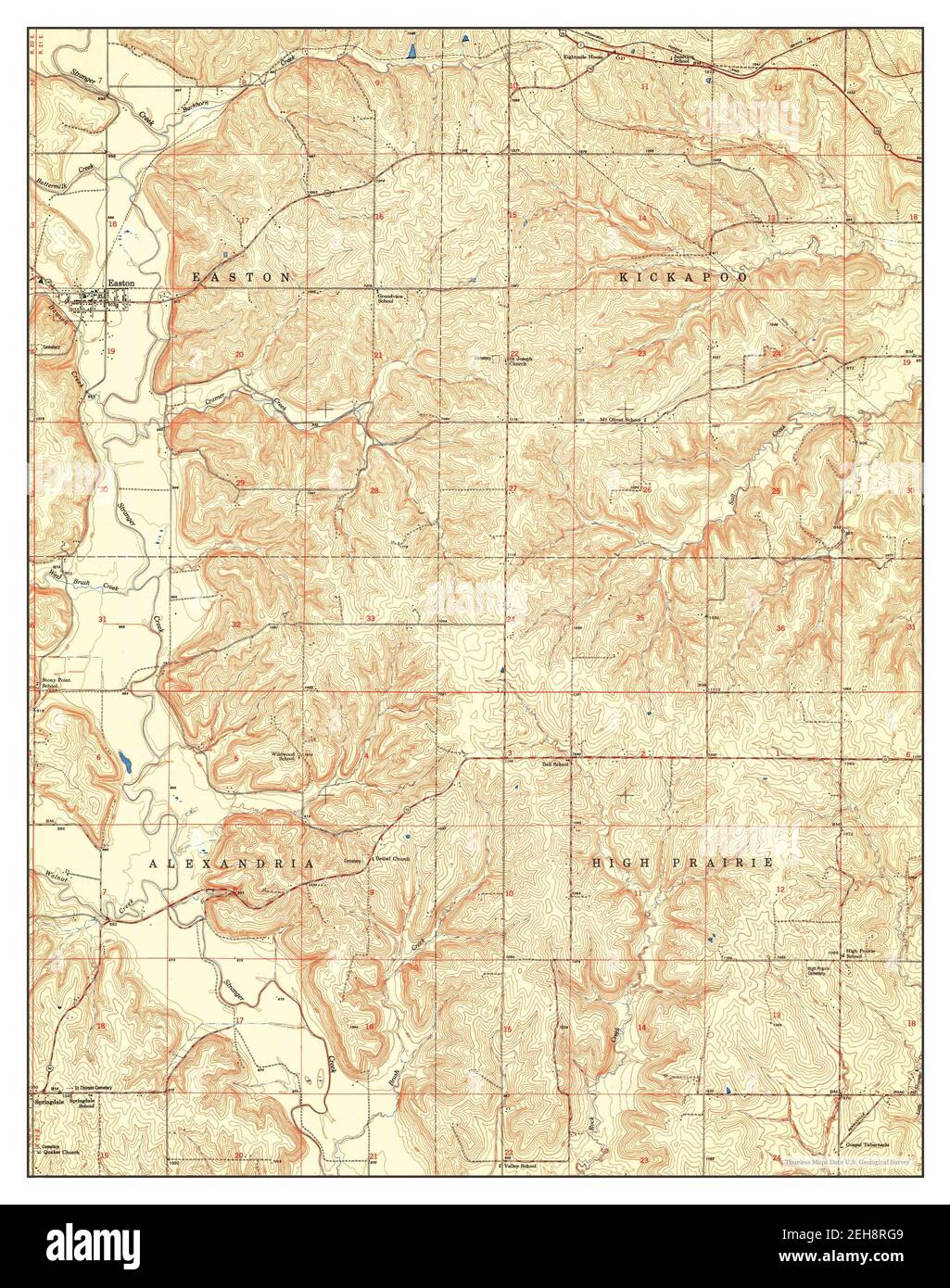 Easton, Kansas, map 1950, 124000, United States of America by Timeless