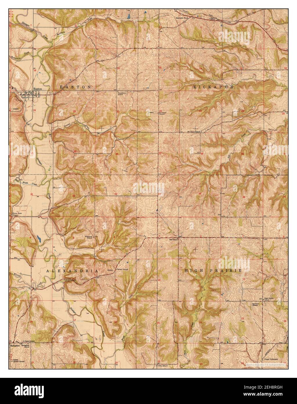 Easton, Kansas, map 1950, 124000, United States of America by Timeless