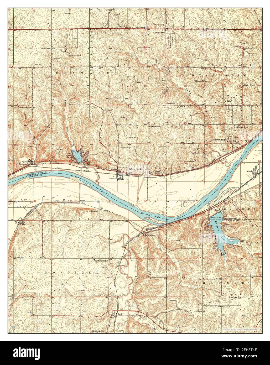 Edwardsville, Kansas, map 1951, 1:24000, United States of America by Timeless Maps, data U.S. Geological Survey Stock Photo