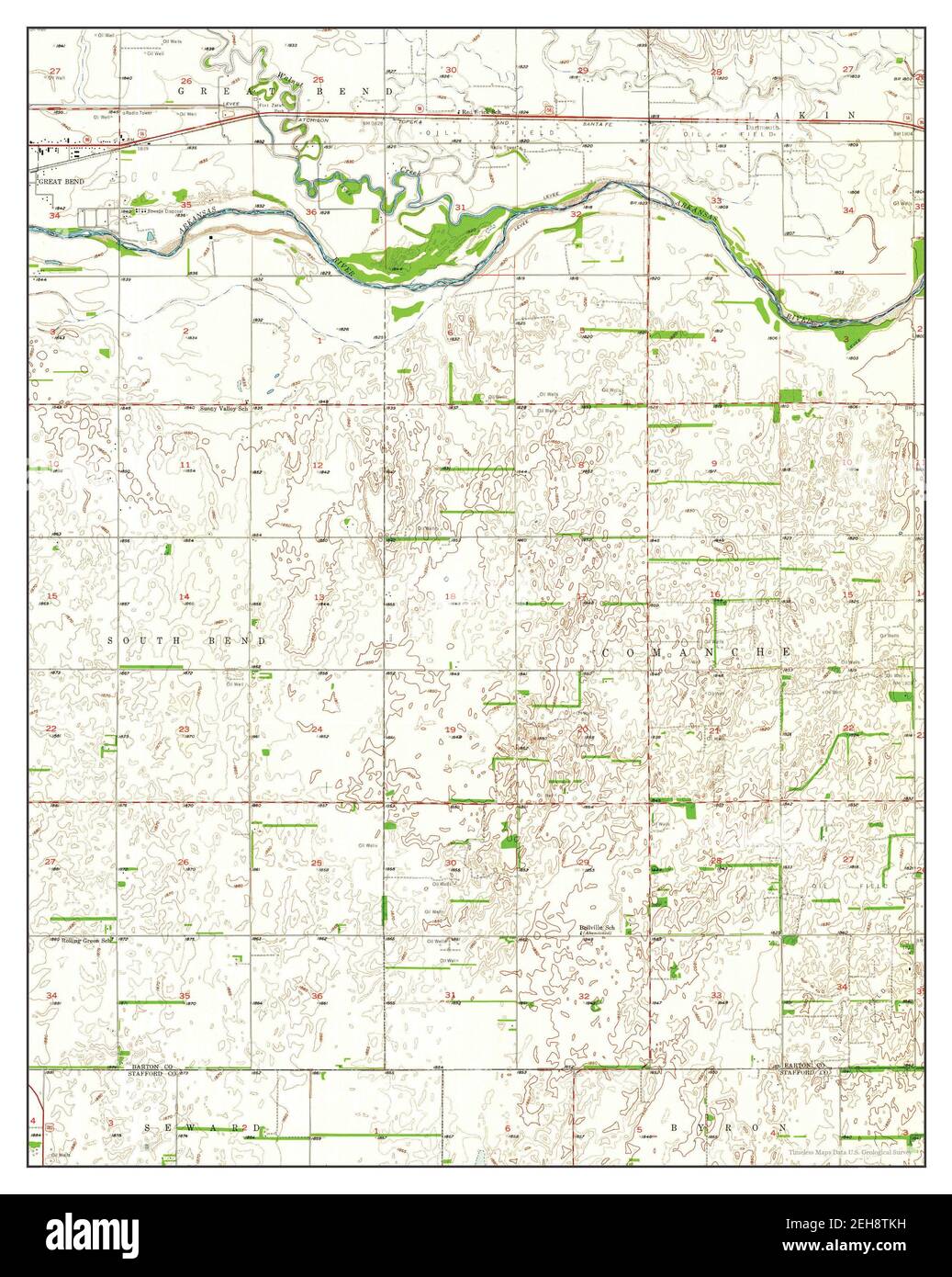 Ellinwood SW, Kansas, map 1957, 124000, United States of America by Timeless Maps, data U.S