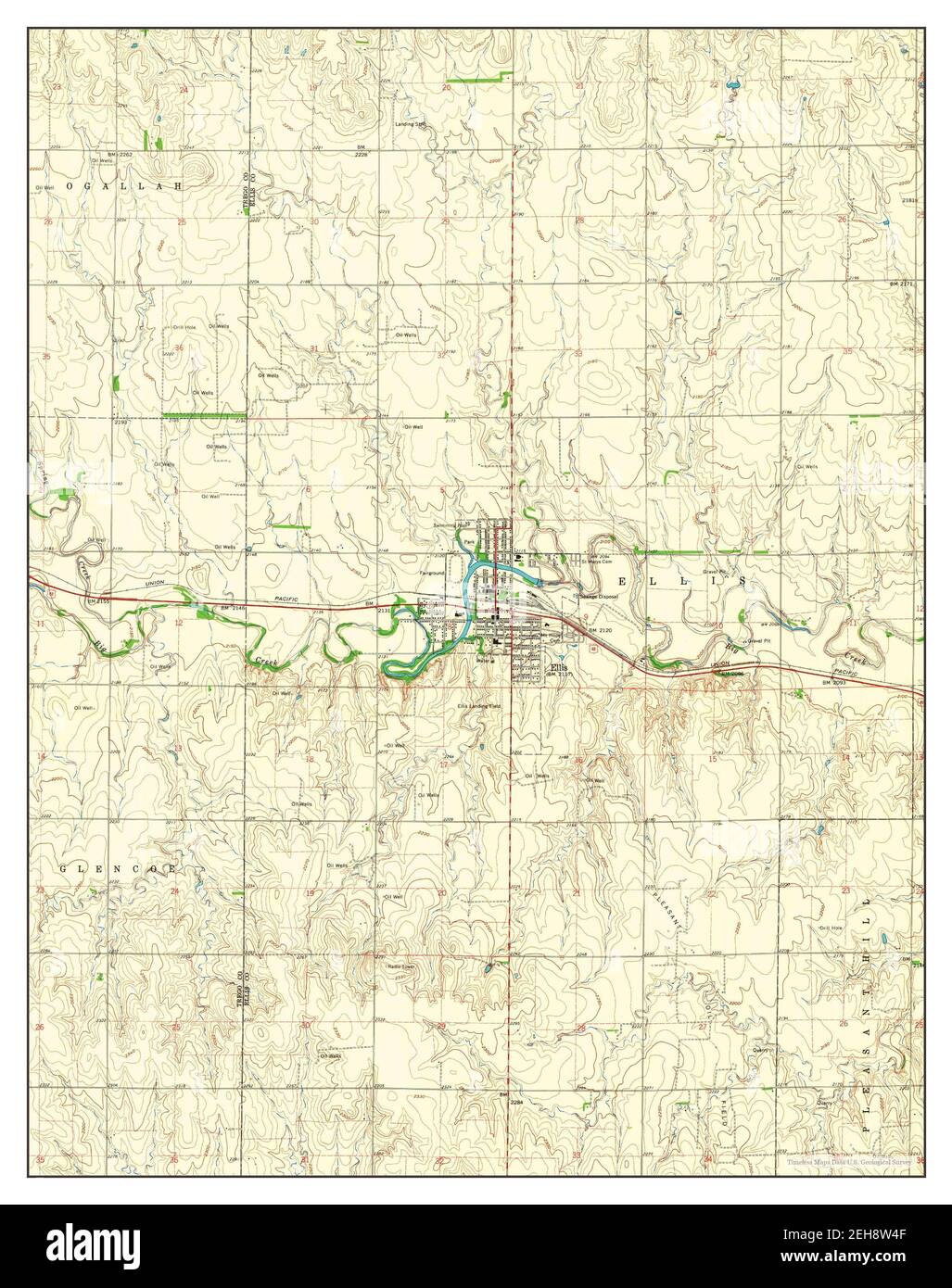 Ellis, Kansas, map 1961, 124000, United States of America by Timeless