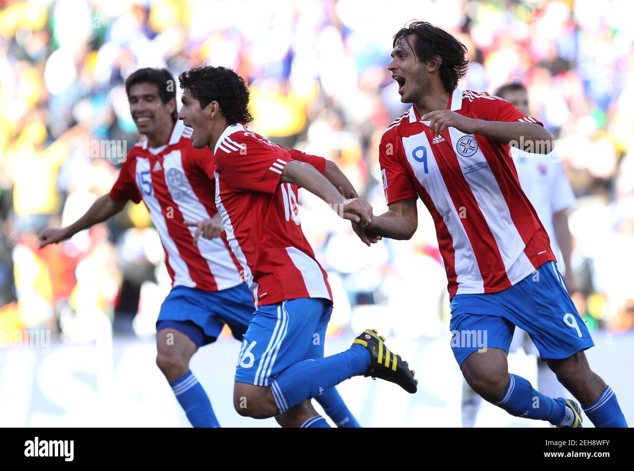 Football Slovakia V Paraguay Fifa World Cup South Africa 10 Group F Free State Stadium Bloemfontein South Africa 6 10 Cristian Riveros Celebrates With Roque Santa Cruz R And