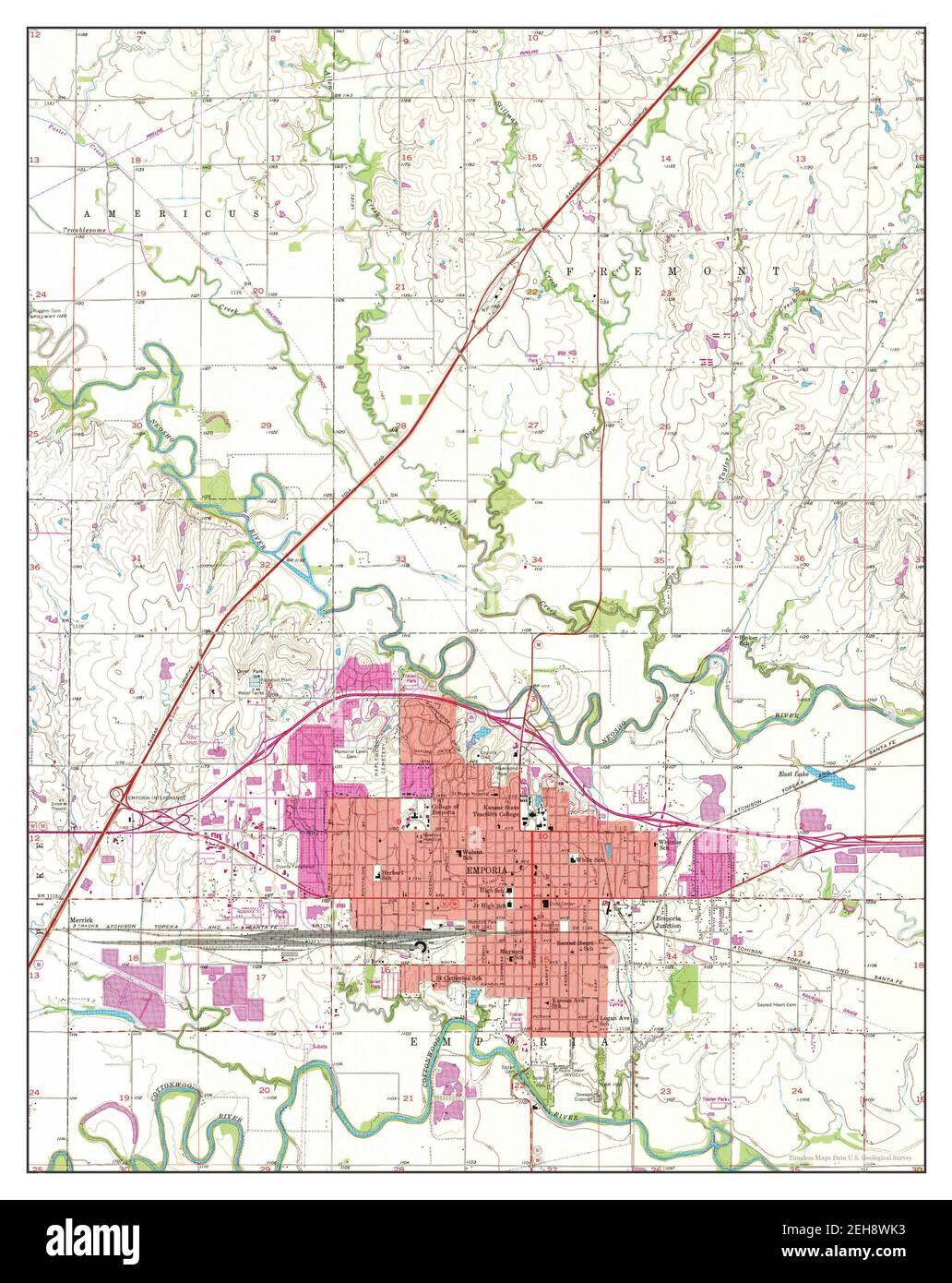 Emporia, Kansas, map 1957, 124000, United States of America by Timeless Maps, data U.S