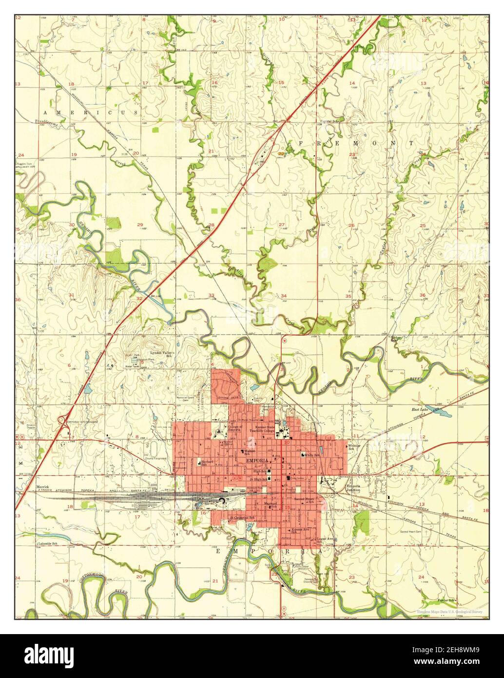 Emporia Kansas Map 1957 124000 United States Of America By Timeless Maps Data Us Geological Survey 2EH8WM9 