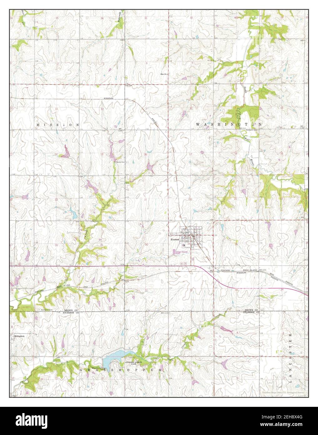 Everest, Kansas, map 1961, 1:24000, United States of America by Timeless Maps, data U.S. Geological Survey Stock Photo