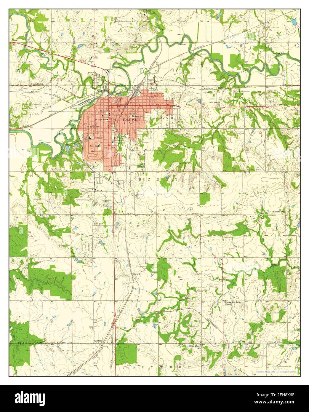 Fort Scott, Kansas, map 1958, 1:24000, United States of America by ...