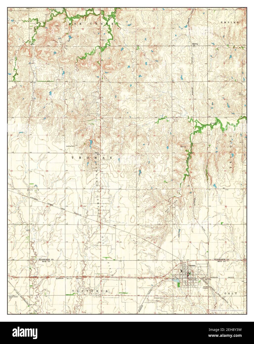 Geneseo, Kansas, map 1964, 124000, United States of America by
