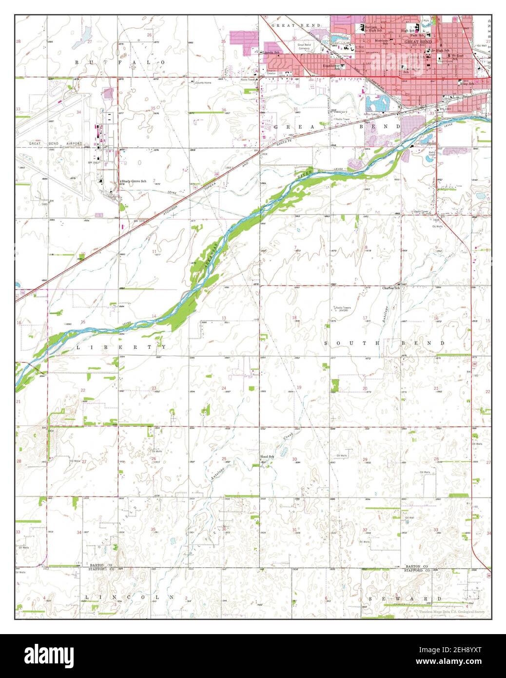 Great Bend, Kansas, map 1958, 124000, United States of America by Timeless Maps, data U.S