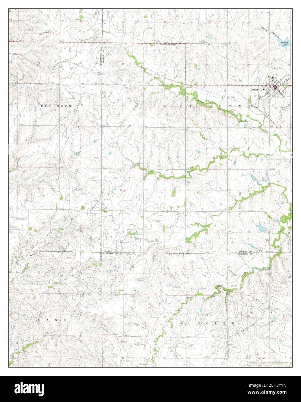 Gridley, Kansas, map 1967, 124000, United States of America by