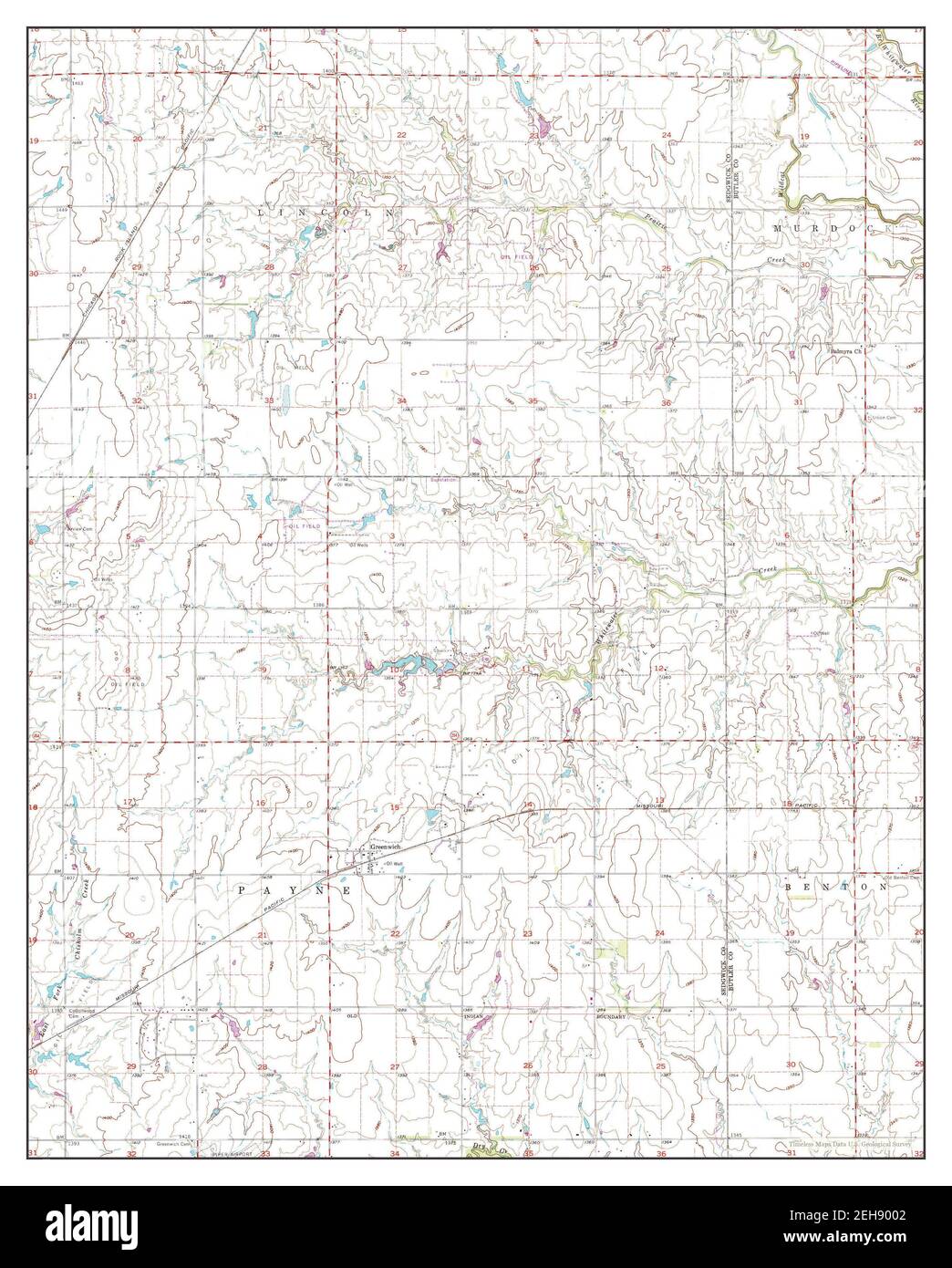 Greenwich, Kansas, map 1960, 1:24000, United States of America by Timeless Maps, data U.S. Geological Survey Stock Photo