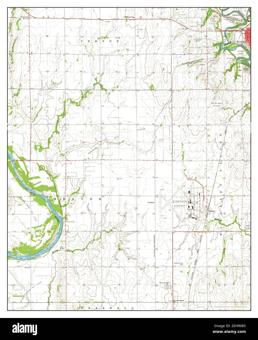 Hackney, Kansas, map 1965, 124000, United States of America by