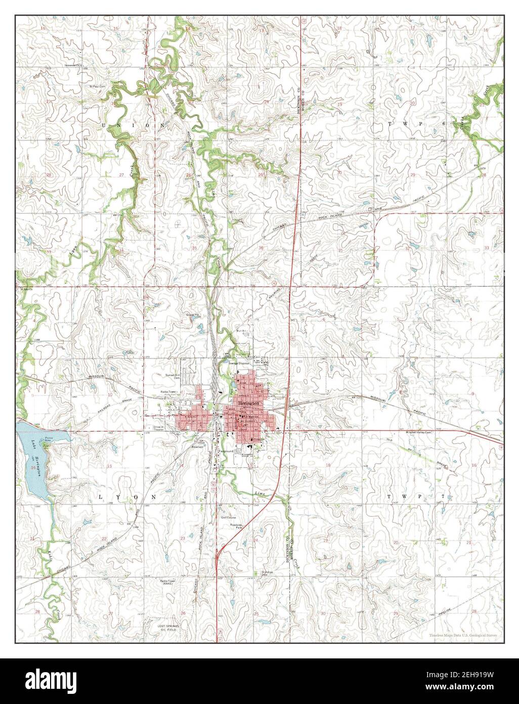Herington, Kansas, map 1972, 124000, United States of America by