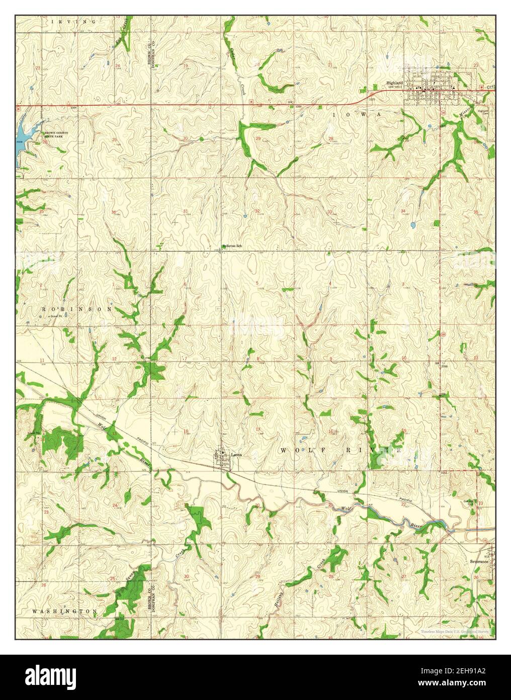 Highland, Kansas, map 1959, 124000, United States of America by Timeless Maps, data U.S