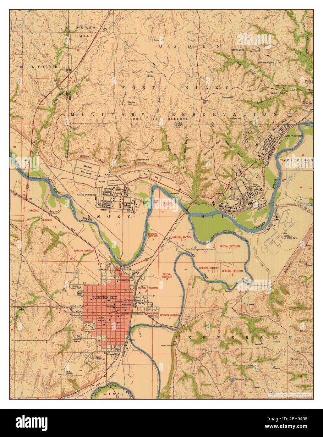 Map Of Junction City Kansas Junction City, Kansas, Map 1950, 1:24000, United States Of America By  Timeless Maps, Data U.s. Geological Survey Stock Photo - Alamy