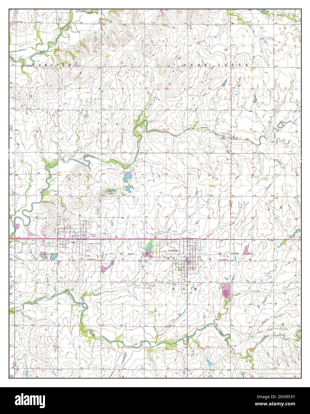 La Harpe, Kansas, map 1965, 124000, United States of America by