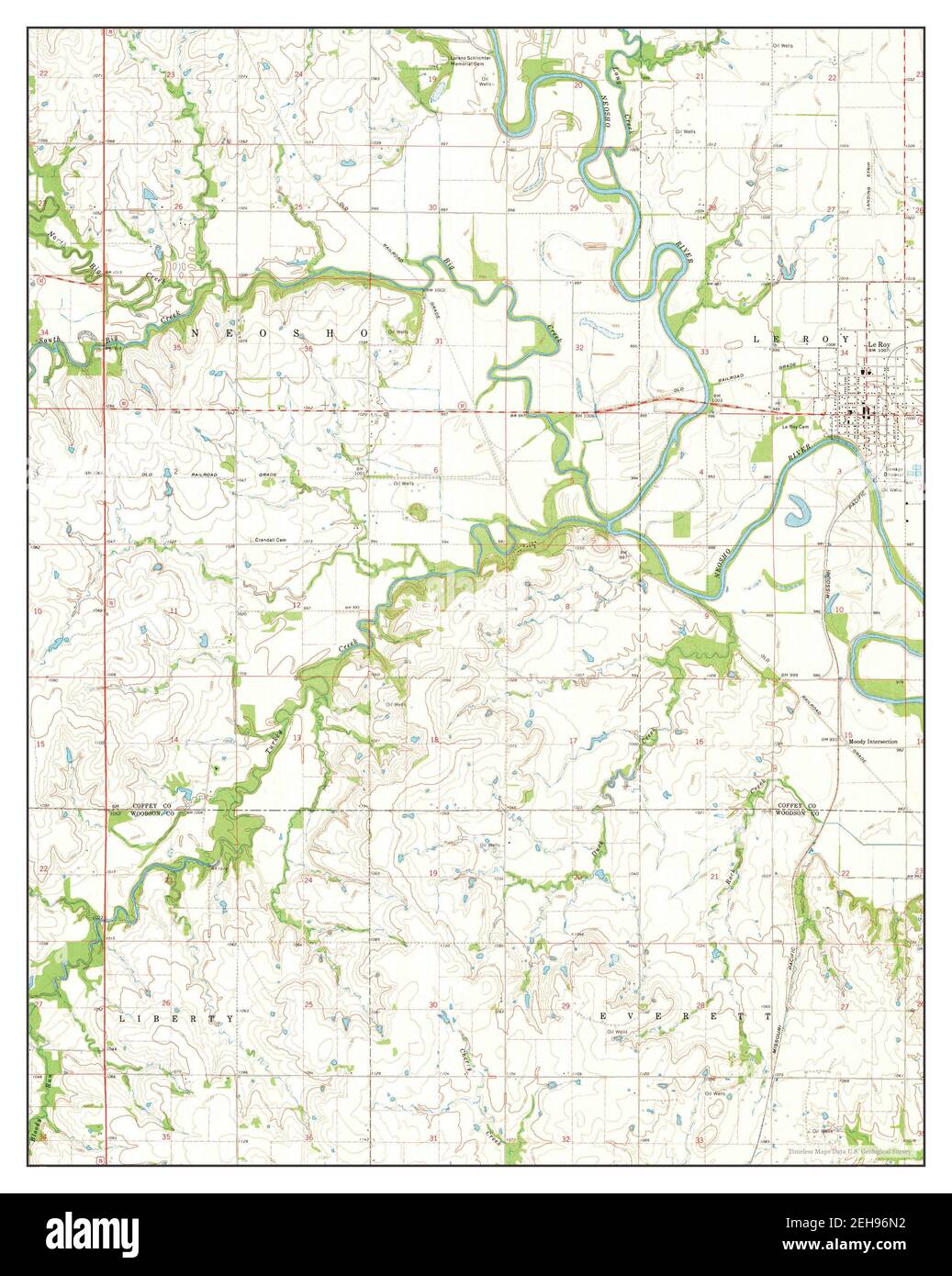 Le Roy, Kansas, map 1971, 124000, United States of America by Timeless