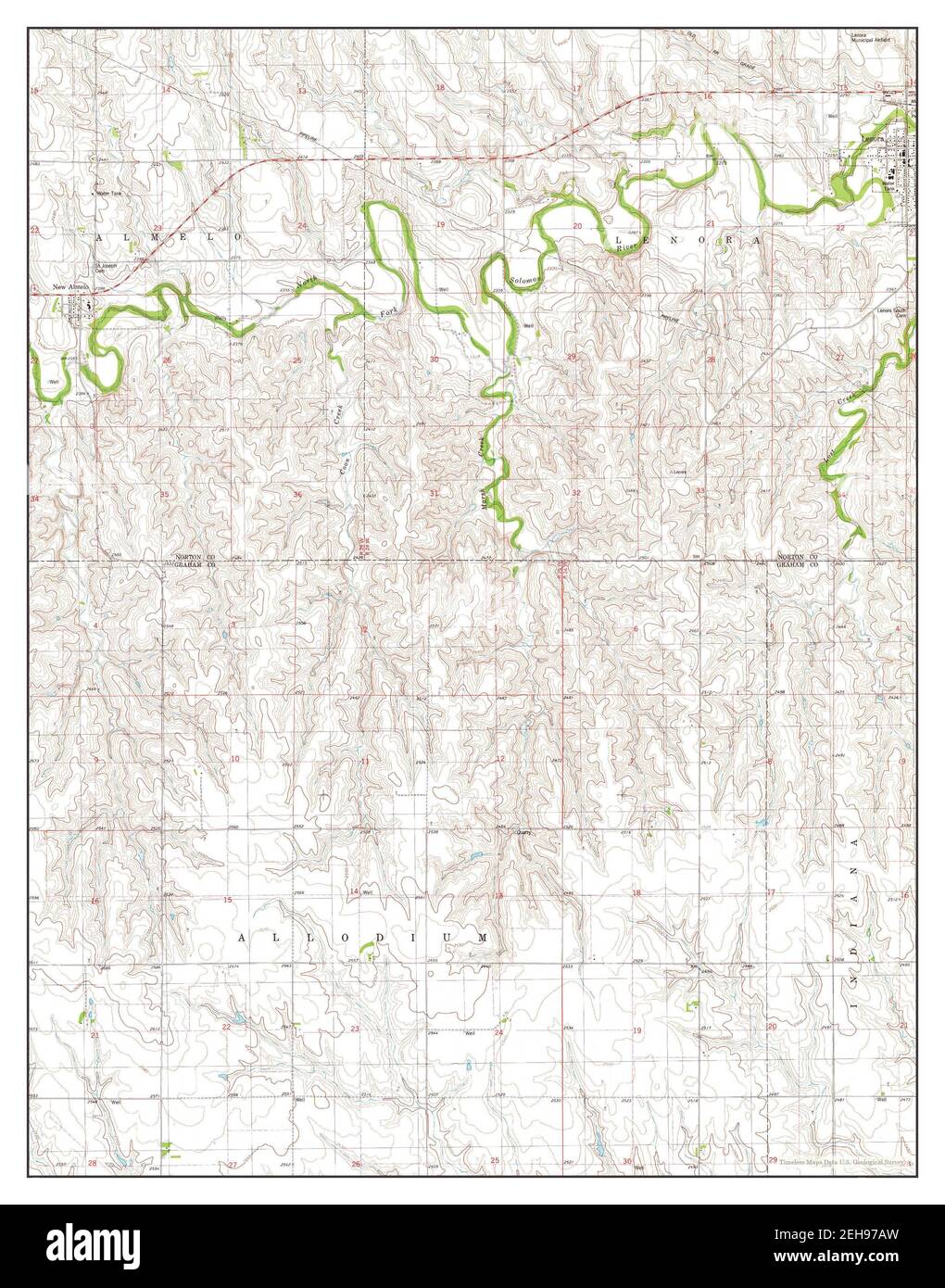 Lenora West, Kansas, map 1978, 124000, United States of America by