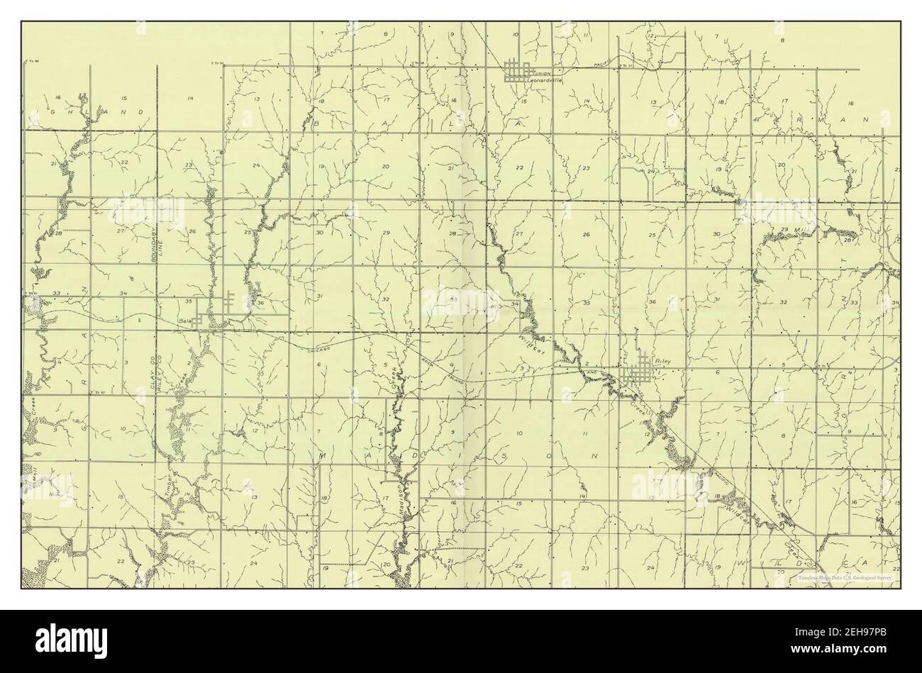 Leonardville, Kansas, map 1957, 120000, United States of America by Timeless Maps, data U.S