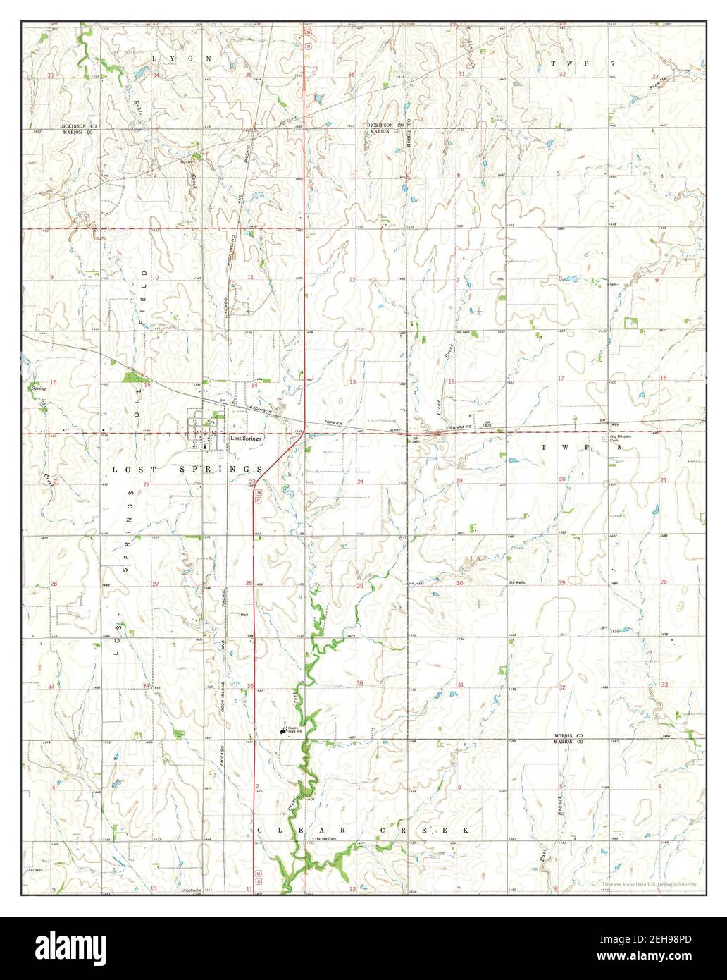 Lost Springs, Kansas, map 1972, 124000, United States of America by