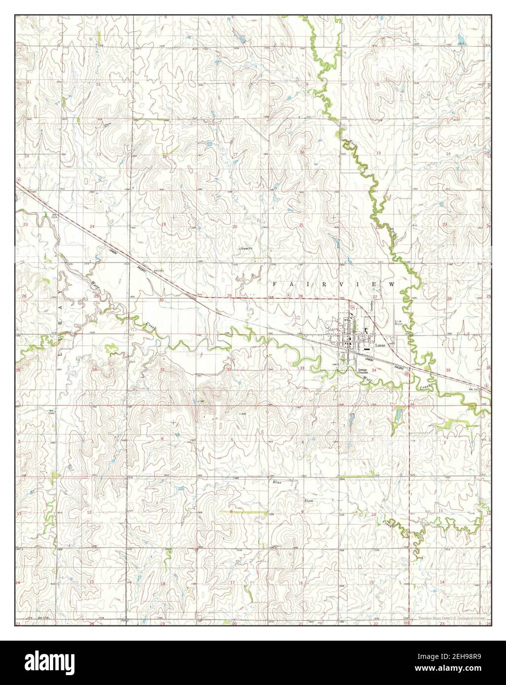 Lucas, Kansas, map 1978, 124000, United States of America by Timeless