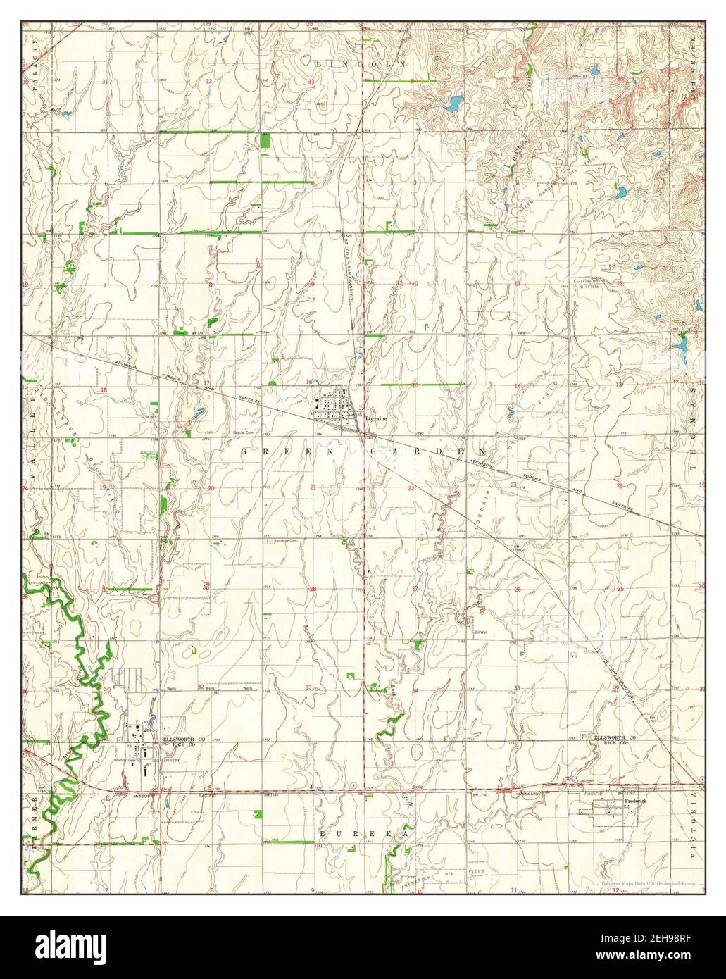 Lorraine, Kansas, map 1964, 124000, United States of America by