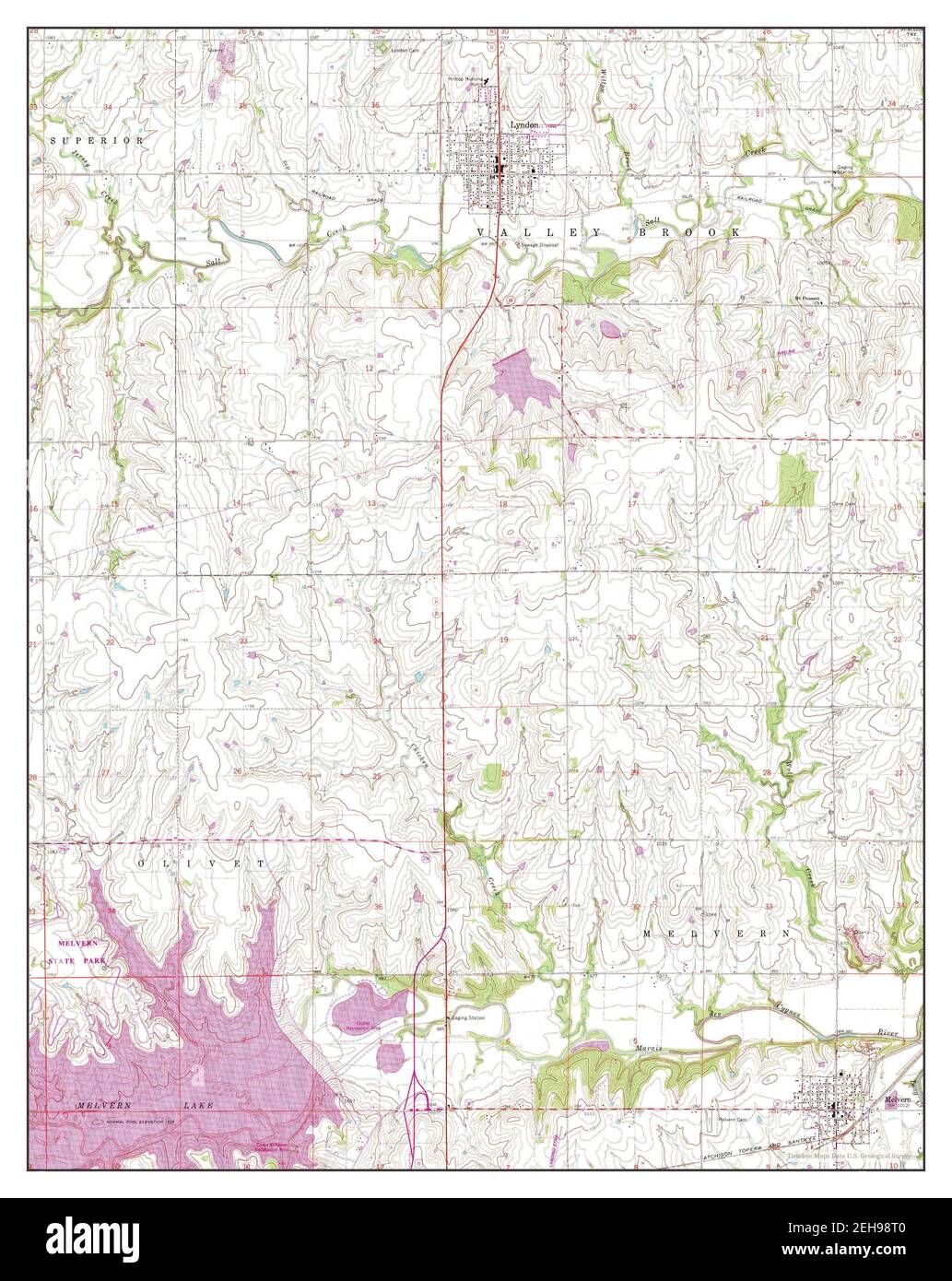 Lyndon, Kansas, map 1965, 124000, United States of America by Timeless