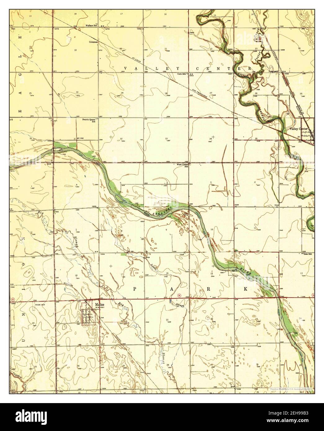 Maize, Kansas, map 1942, 131680, United States of America by Timeless