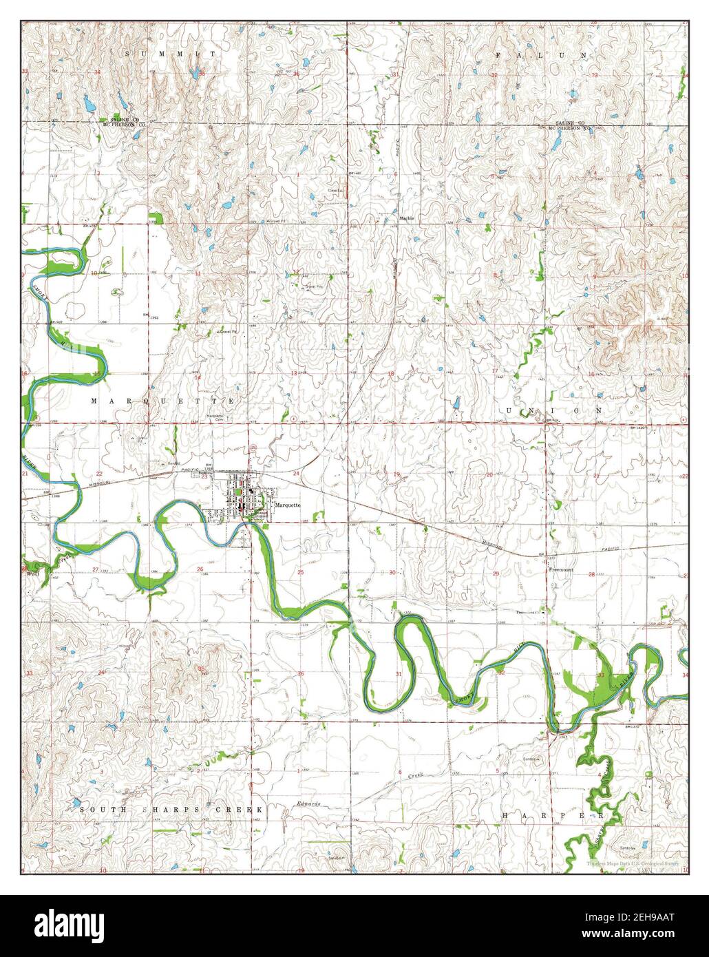 Marquette, Kansas, map 1964, 124000, United States of America by