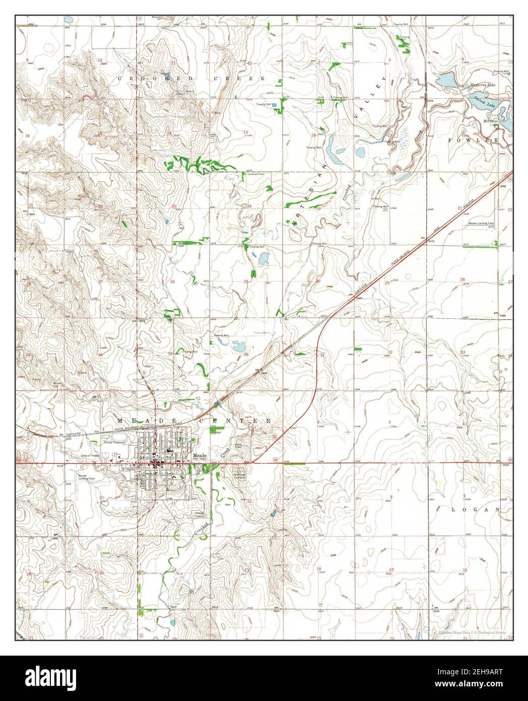 Meade, Kansas, map 1963, 124000, United States of America by Timeless