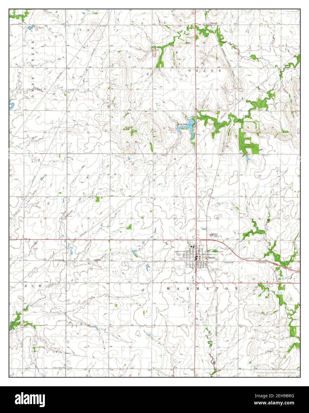 Moran, Kansas, map 1966, 124000, United States of America by Timeless