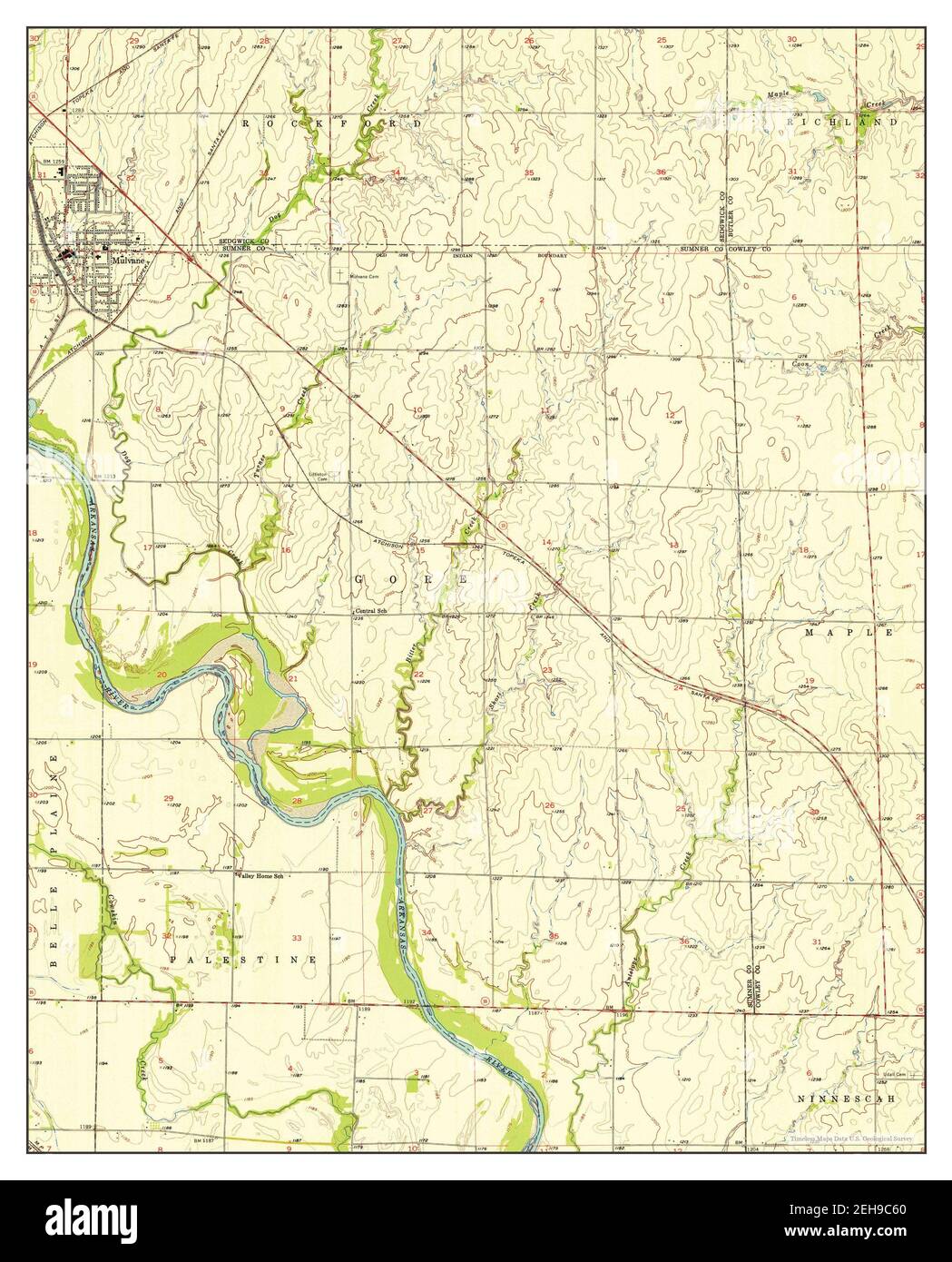 Mulvane, Kansas, map 1955, 124000, United States of America by