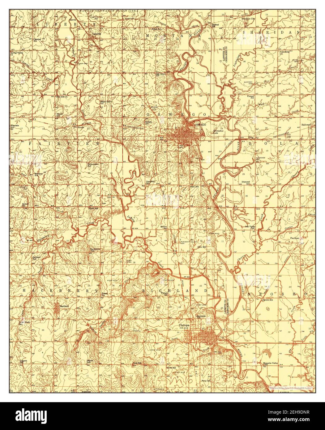 Oswego, Kansas, map 1946, 148000, United States of America by Timeless