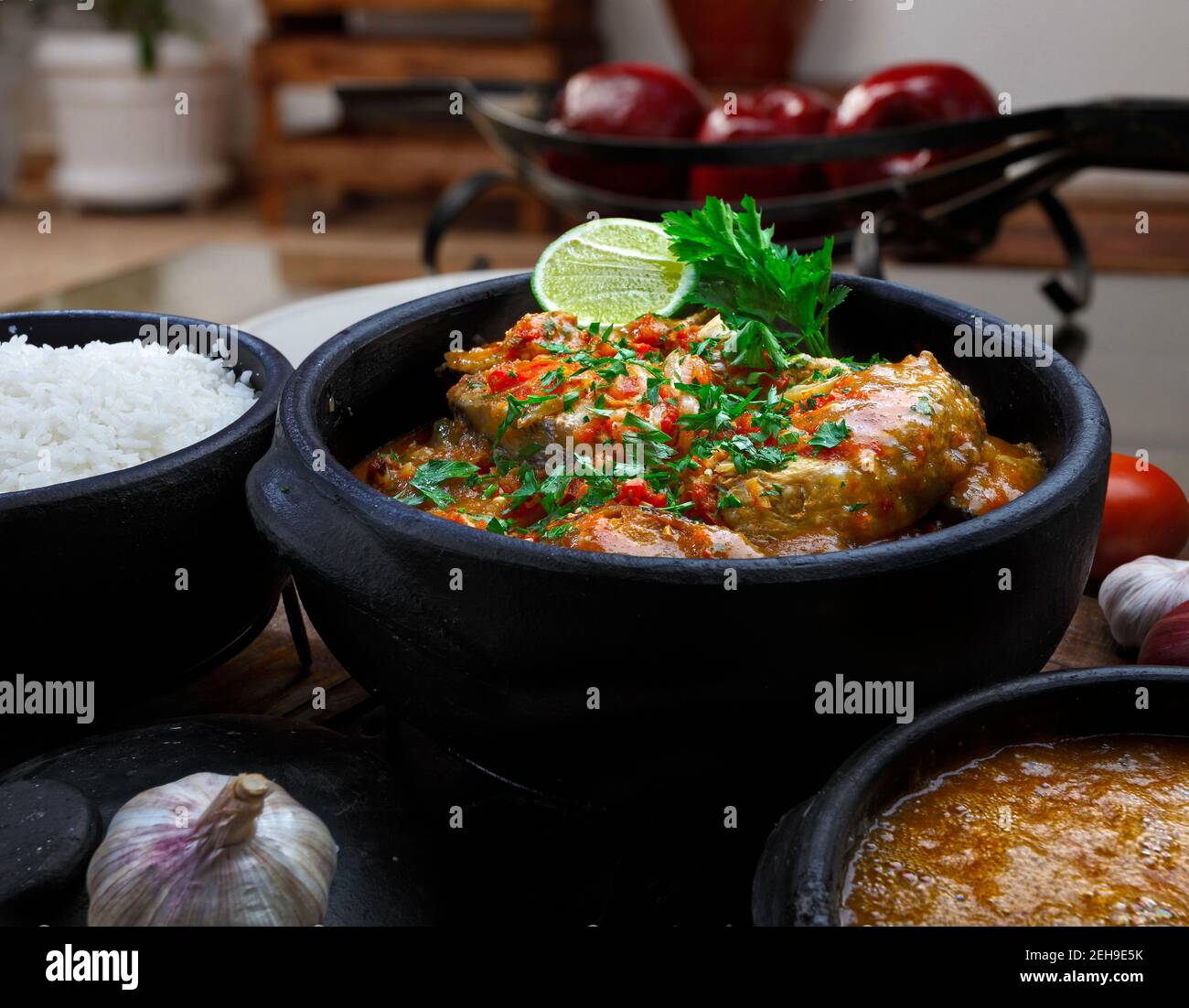 Brazilian shrimp and fish moqueca Stock Photo - Alamy