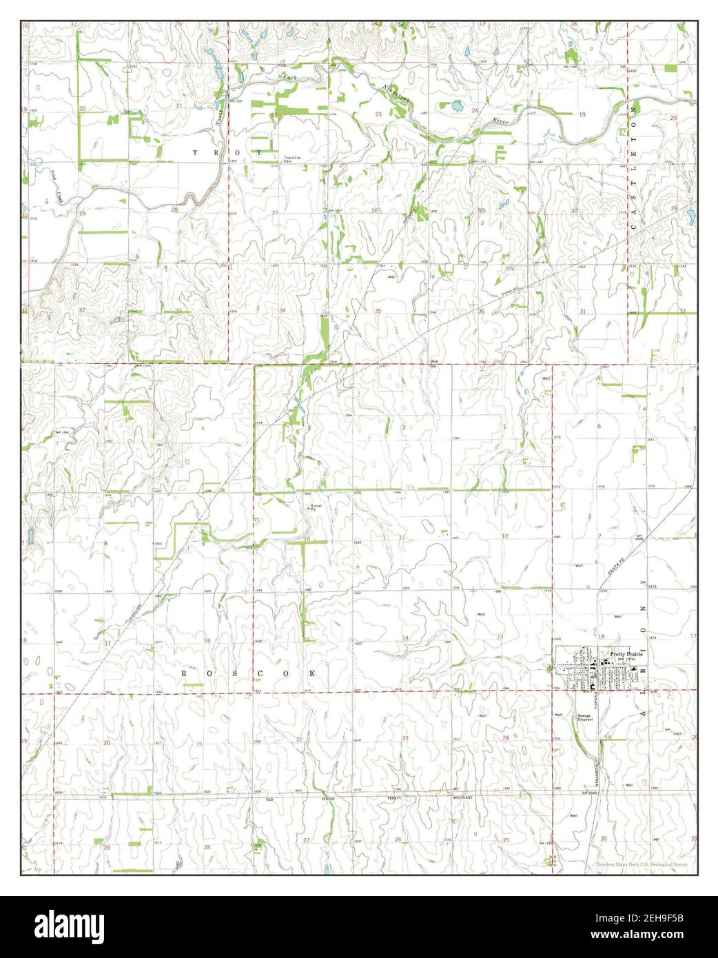 Pretty Prairie, Kansas, map 1971, 124000, United States of America by