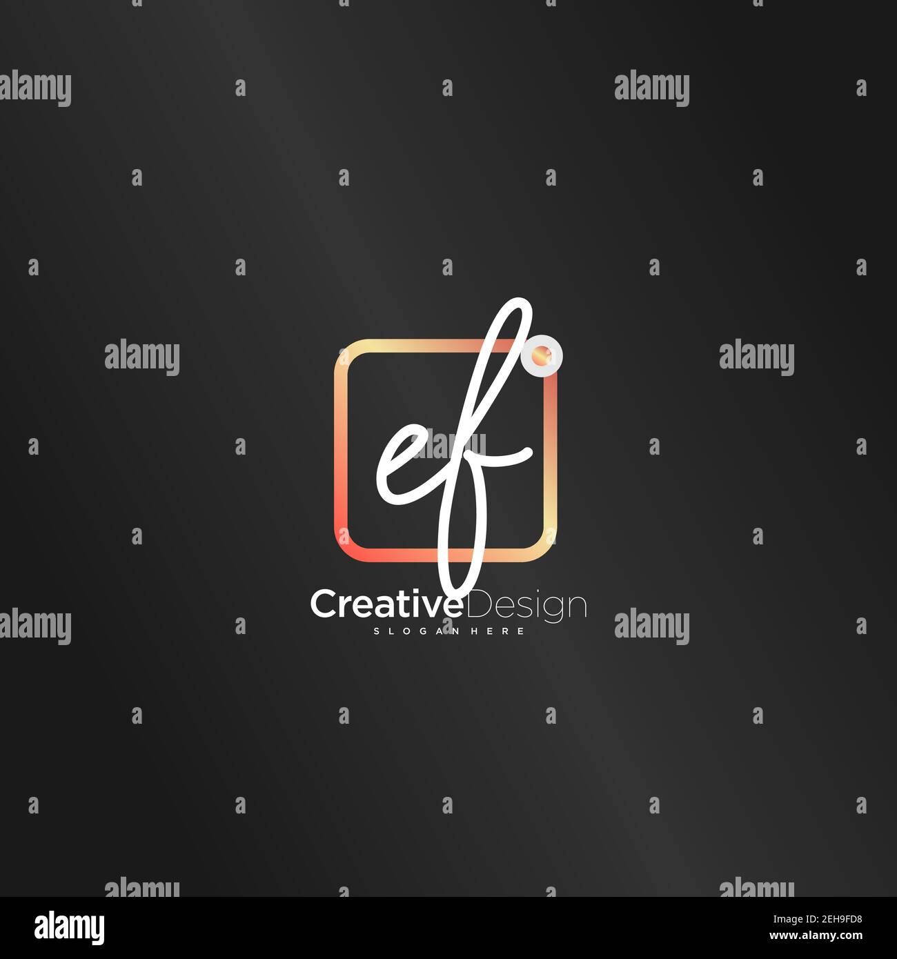 EF Initial Letter handwriting logo hand drawn colorful box vector, logo ...
