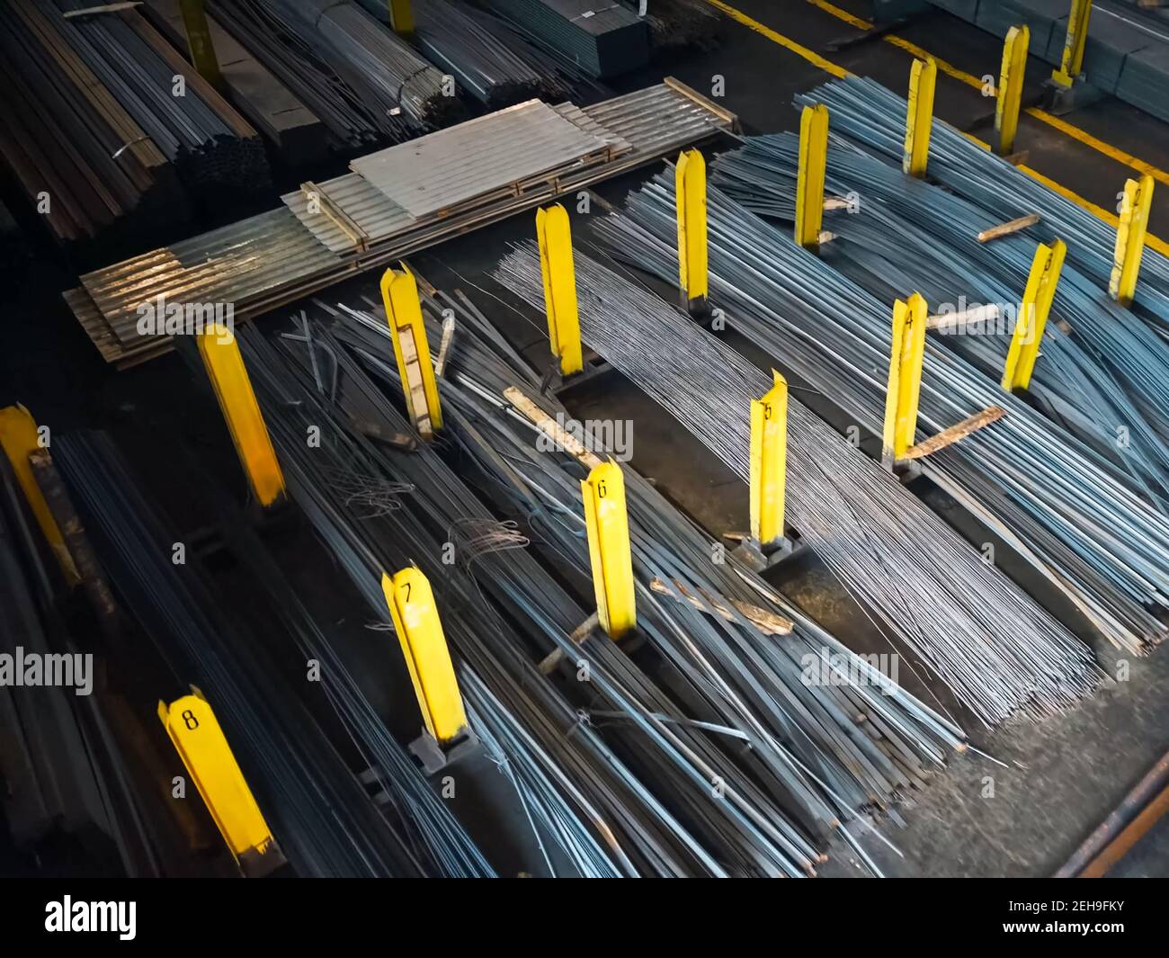 Metal products at the construction metal base. Metal warehouse. Stock Photo