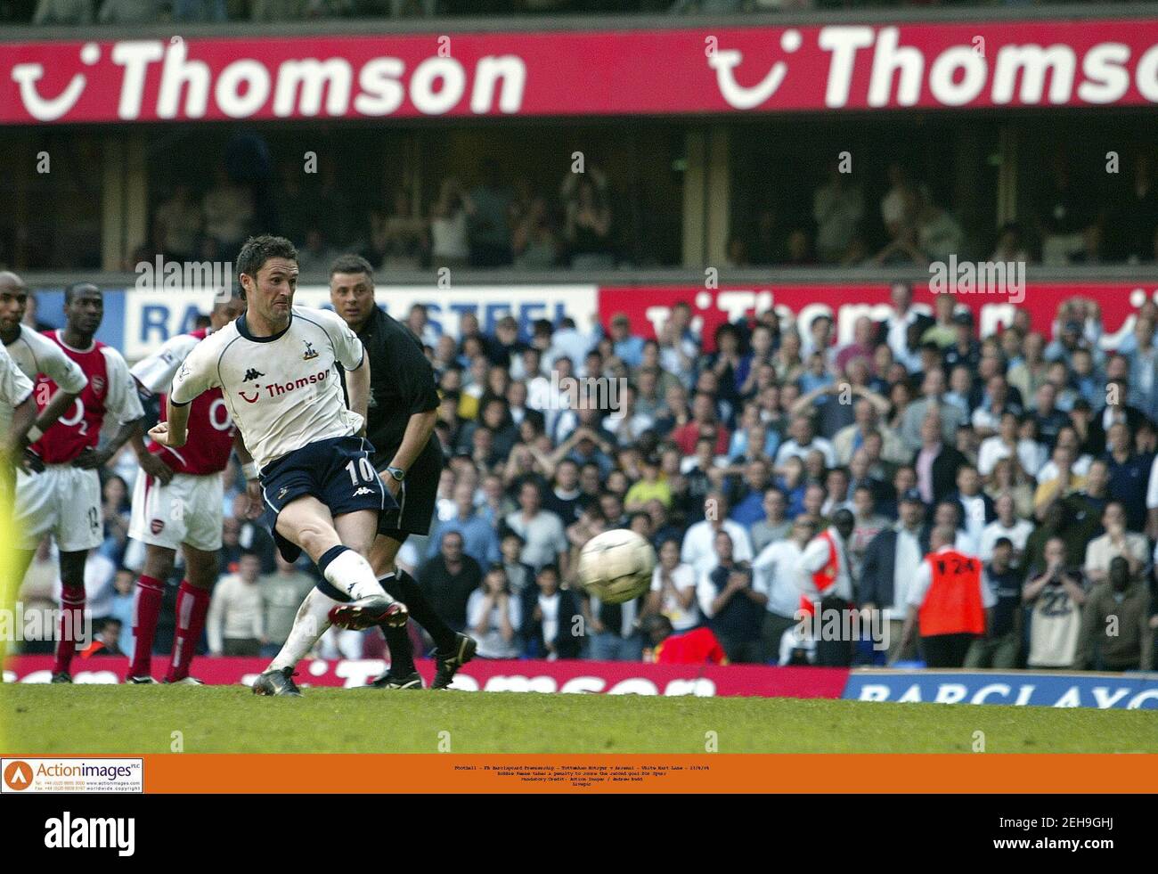 Football - FA Barclaycard Premiership - Tottenham Hotspur v Arsenal - White Hart Lane - 25/4/04  Robbie Keane takes a penalty to score the second goal for Spurs   Mandatory Credit: Action Images / Andrew Budd  Livepic Stock Photo
