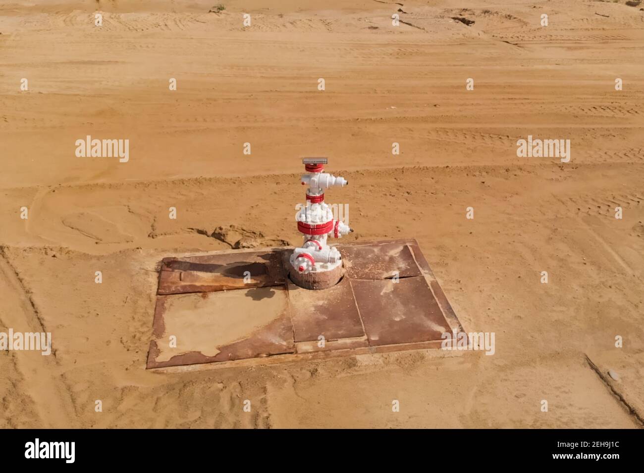 Oil wells in an oil field. Oil well group Stock Photo Alamy
