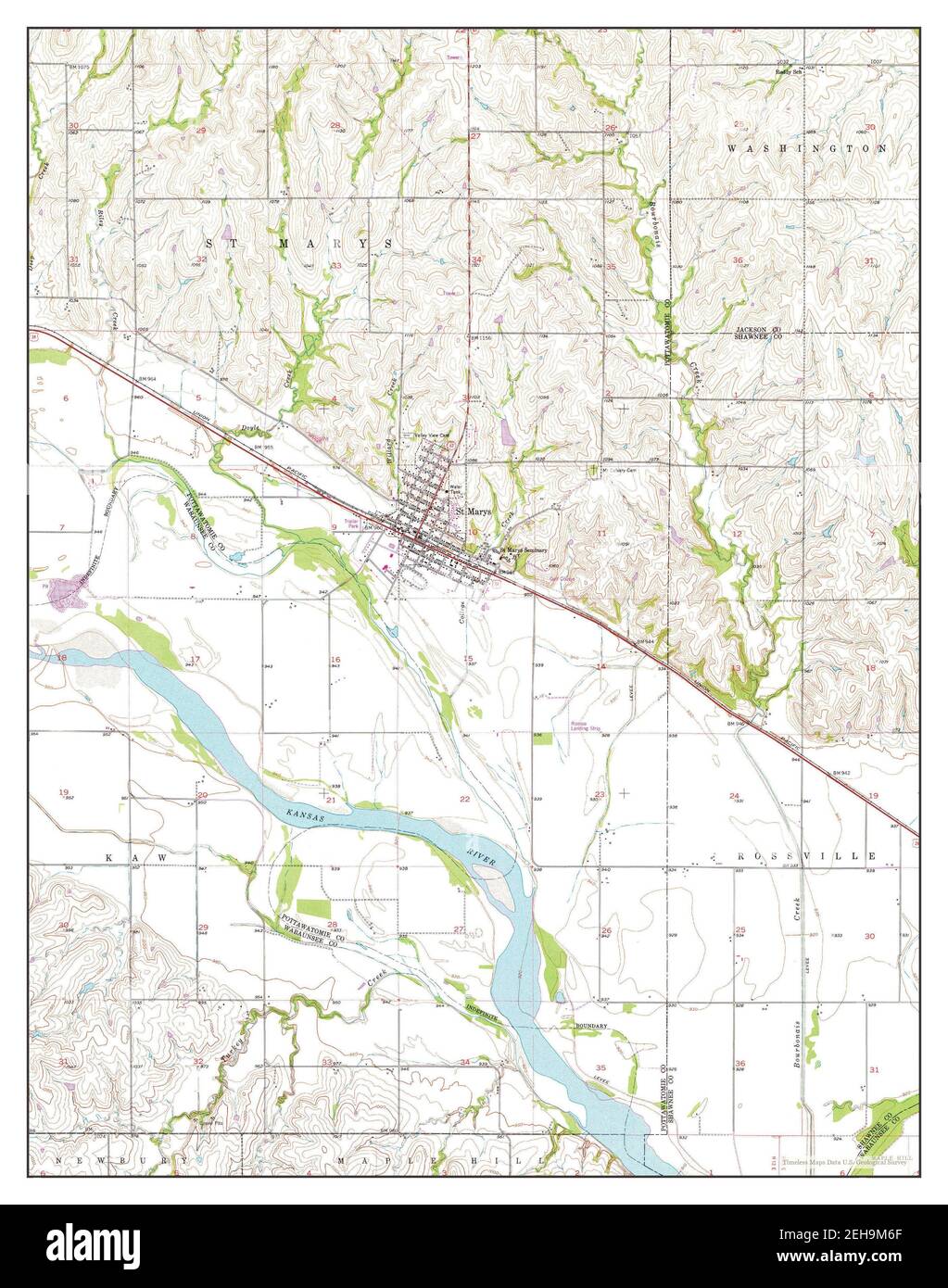 St Marys, Kansas, map 1953, 124000, United States of America by